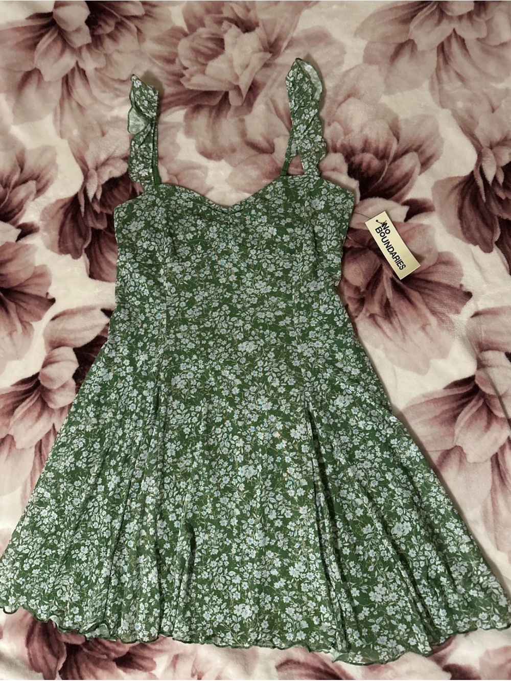 Green Floral Fit and Flare dress size L